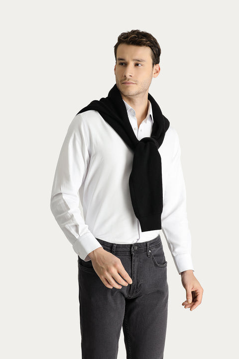 White Long Sleeve Regular Fit Oxford Cotton Shirt