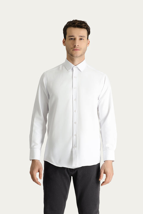 White Long Sleeve Regular Fit Oxford Cotton Shirt