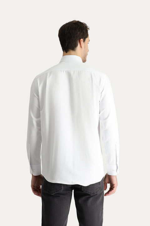 White Long Sleeve Regular Fit Oxford Cotton Shirt