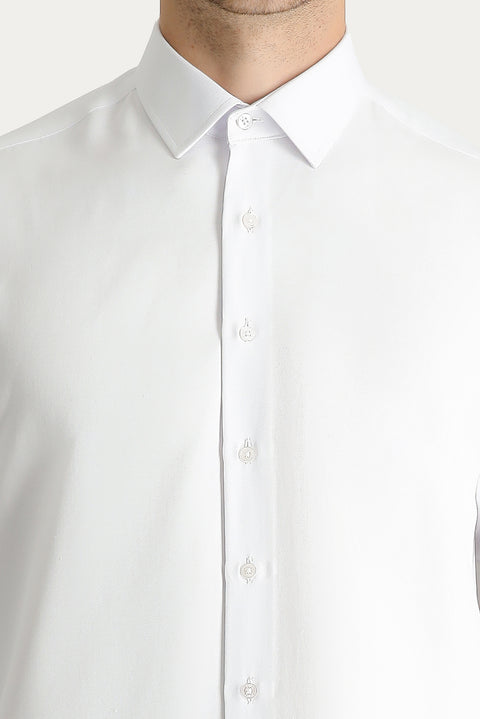 White Long Sleeve Regular Fit Oxford Cotton Shirt