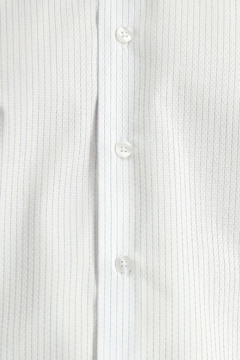 Uçuk Mavi Uzun Kol Klasik Çizgili Pamuk Gömlek