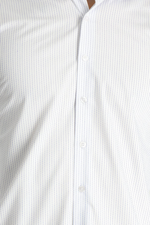 Mavi Uzun Kol Klasik Çizgili Pamuk Gömlek