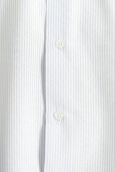 Açık Mavi Uzun Kol Klasik Çizgili Pamuklu Kolay Ütülenebilir Gömlek