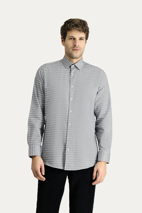 Orta Füme Uzun Kol Regular Fit Ekose Pamuk Gömlek
