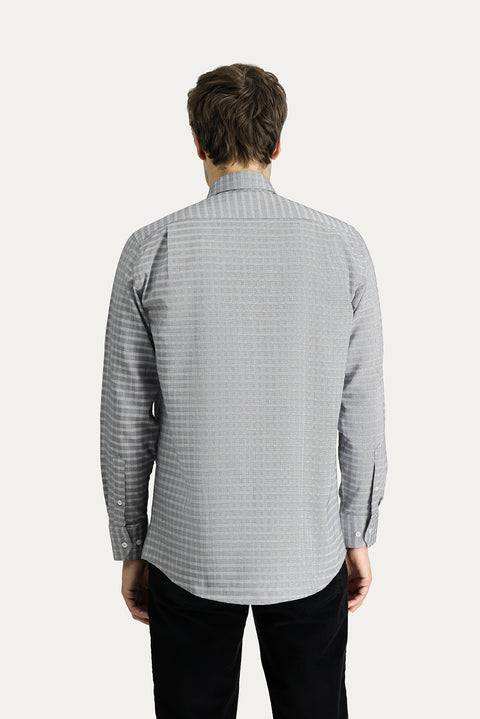 Orta Füme Uzun Kol Regular Fit Ekose Pamuk Gömlek