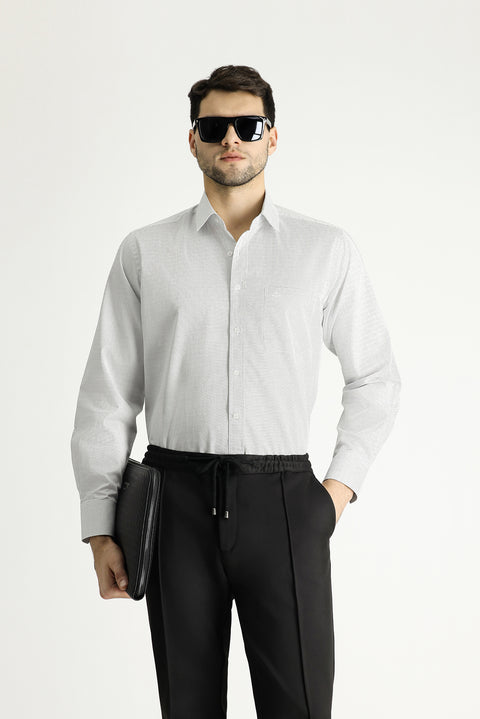 Koyu Lacivert Uzun Kol Klasik Desenli Pamuk Gömlek