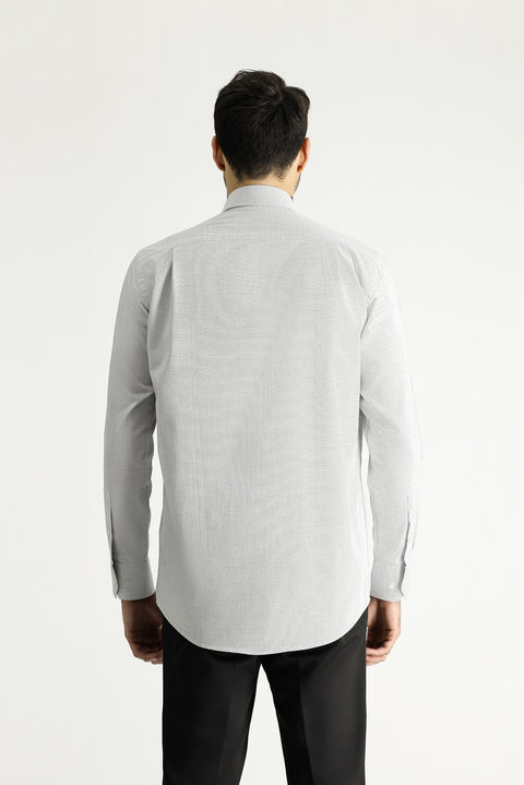 Koyu Lacivert Uzun Kol Klasik Desenli Pamuk Gömlek