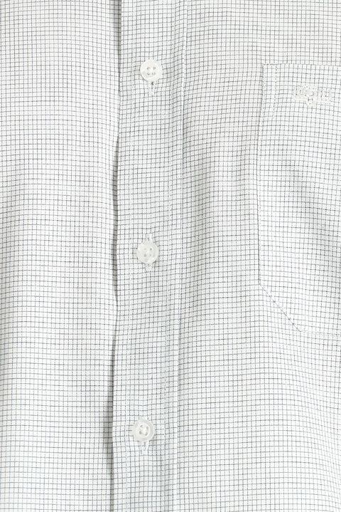 Koyu Lacivert Uzun Kol Klasik Desenli Pamuk Gömlek