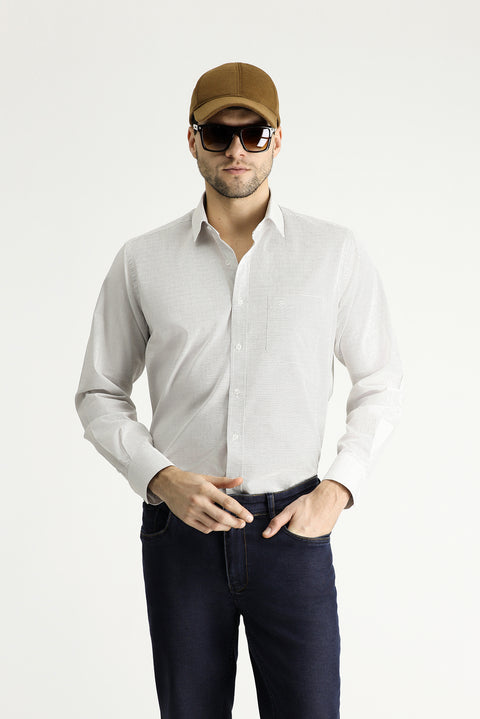 Açık Kahve  Uzun Kol Klasik Desenli Pamuk Gömlek