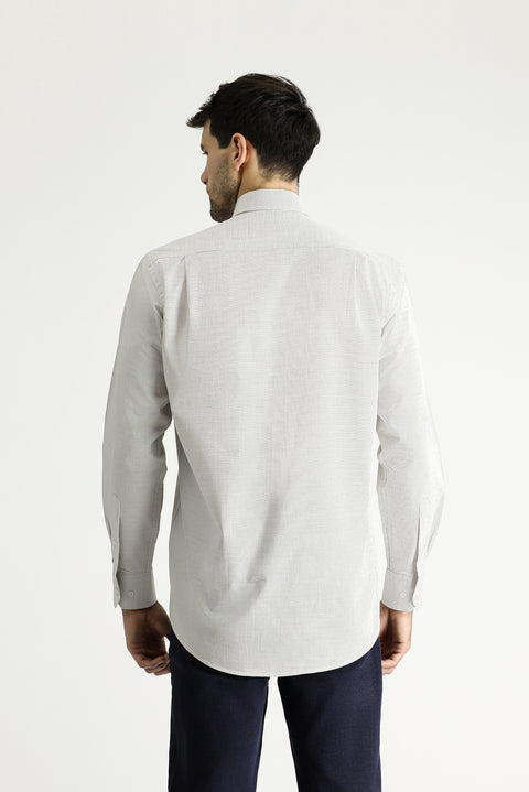 Açık Kahve  Uzun Kol Klasik Desenli Pamuk Gömlek