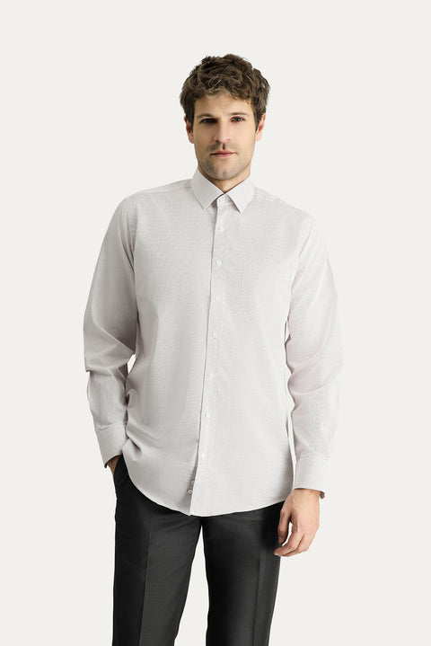 Koyu Bordo Uzun Kol Klasik Desenli Pamuk Gömlek