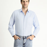 Açık Mavi Uzun Kol Regular Fit Ekose Pamuklu Kolay Ütülenebilir Gömlek