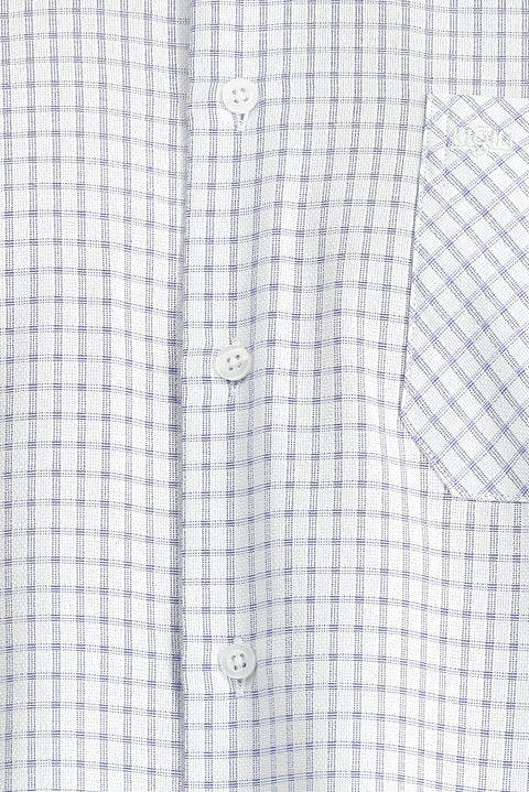 Koyu Mavi  Uzun Kol Regular Fit Ekose Pamuklu Kolay Ütülenebilir Gömlek