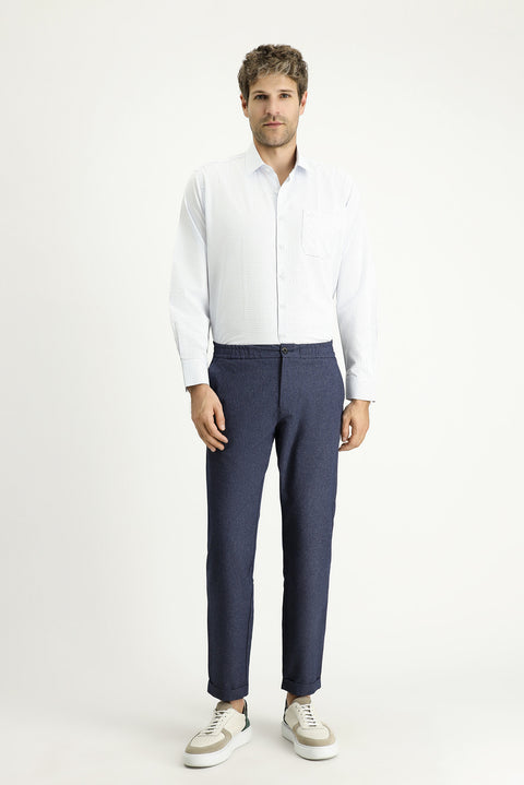 Uçuk Mavi Uzun Kol Regular Fit Ekose Pamuklu Kolay Ütülenebilir Gömlek