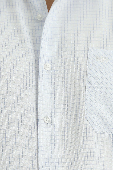 Uçuk Mavi Uzun Kol Regular Fit Ekose Pamuklu Kolay Ütülenebilir Gömlek