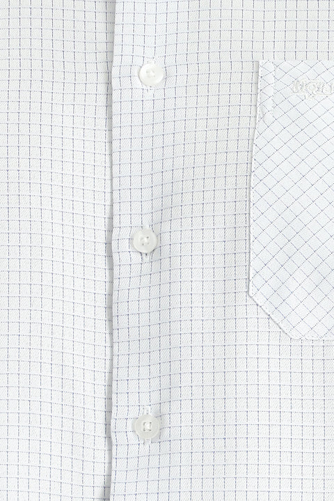 Koyu Mavi  Uzun Kol Regular Fit Ekose Pamuklu Kolay Ütülenebilir Gömlek