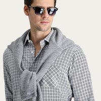 Siyah Uzun Kol Regular Fit Ekose Pamuklu Kolay Ütülenebilir Gömlek