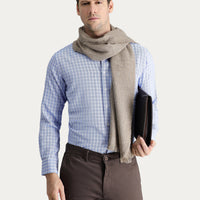 Açık Mavi Uzun Kol Regular Fit Ekose Pamuklu Kolay Ütülenebilir Gömlek