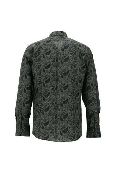  Orta Antrasit Uzun Kol Slim Fit Dar Kesim Baskılı Pamuk Spor Gömlek