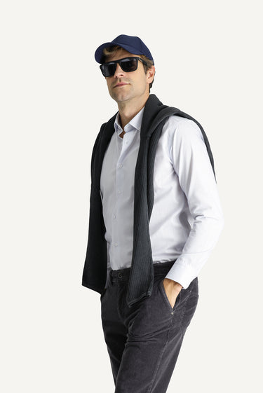  Beyaz Uzun Kol Slim Fit Dar Kesim Non Iron Çizgili Pamuklu Gömlek