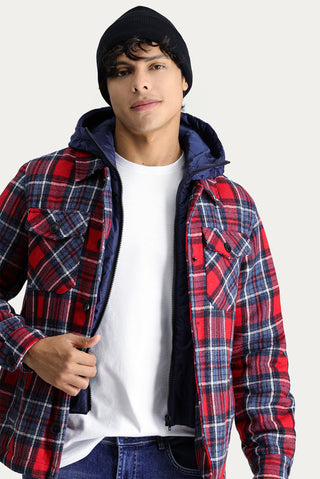 Koyu Kırmızı Slim Fit Dar Kesim Yünlü Kapüşonlu Spor Mont
