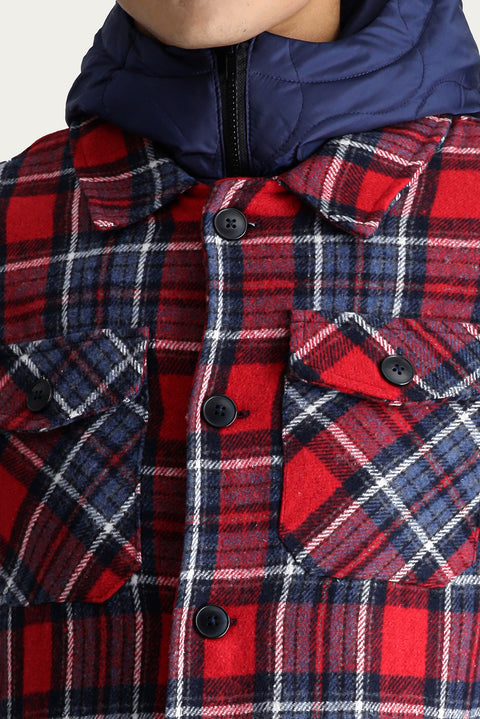 Koyu Kırmızı Slim Fit Dar Kesim Yünlü Kapüşonlu Spor Mont