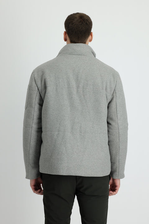 Orta Gri Yünlü Kaşe Mont