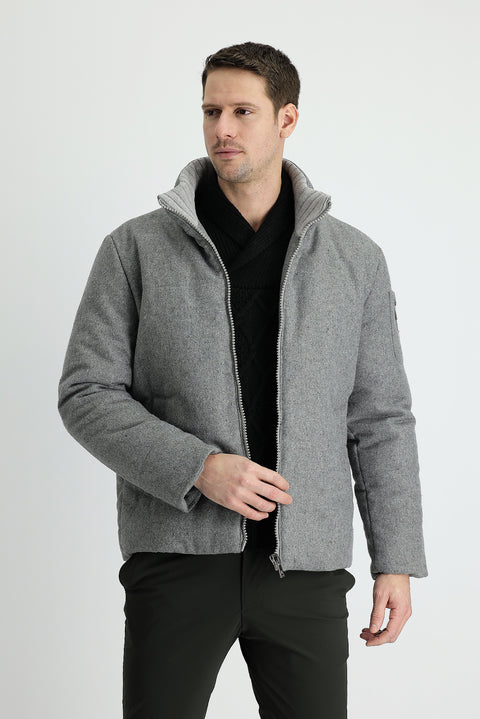 Orta Füme Yünlü Kaşe Mont