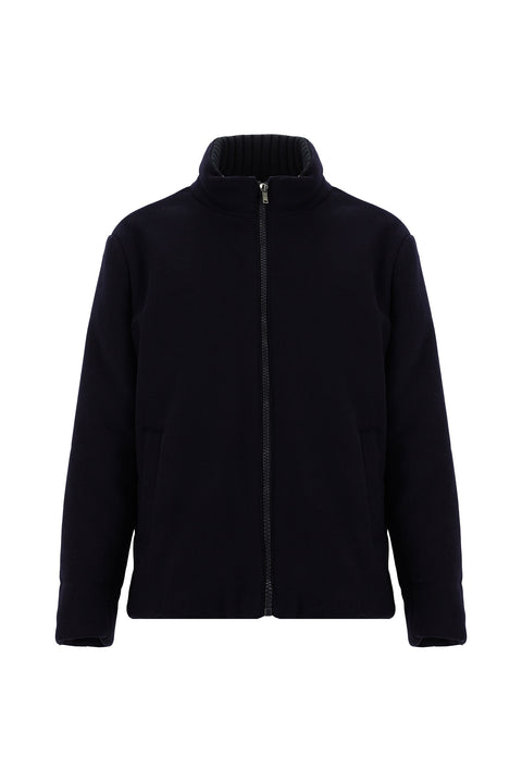 Orta Lacivert Yünlü Kaşe Mont