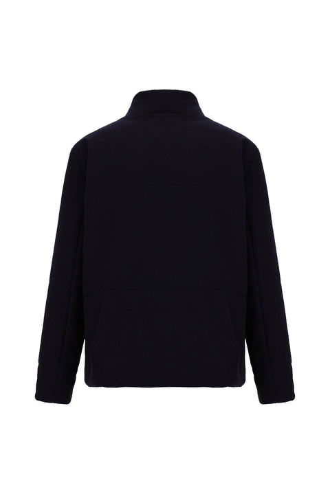 Orta Lacivert Yünlü Kaşe Mont