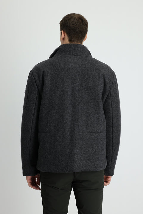 Açık Antrasit Yünlü Kaşe Mont