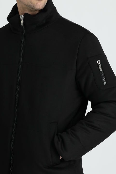 Siyah Dik Yaka Şişme Mont