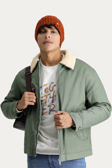 Çağla Yeşili Slim Fit Dar Kesim Spor Pamuk Mont