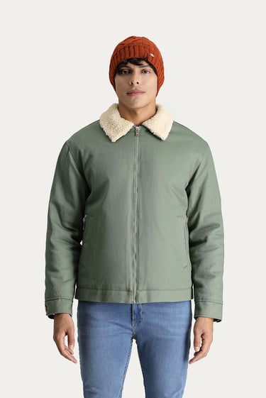 Çağla Yeşili Slim Fit Dar Kesim Spor Pamuk Mont