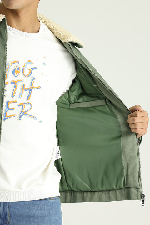 Çağla Yeşili Slim Fit Dar Kesim Pamuk Spor Mont