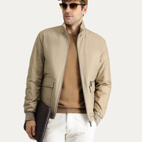 Light Mink Seasonal Slim Fit Narrow Cut Cotton Sport Bomber Jacket