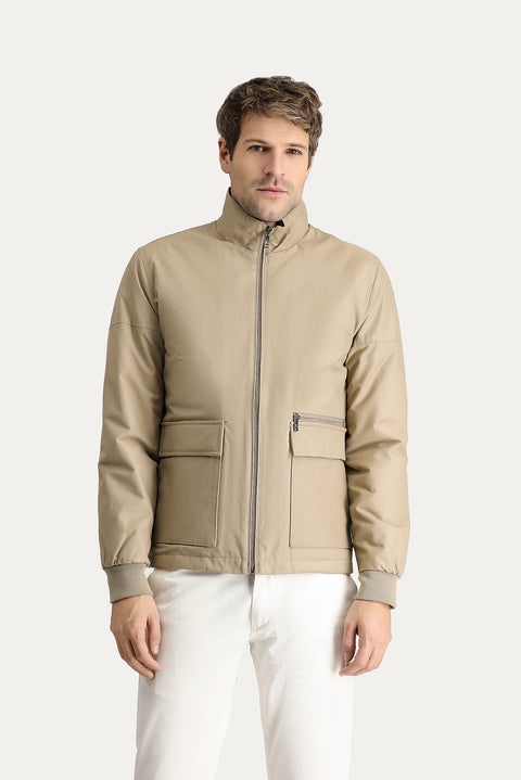 Light Mink Seasonal Slim Fit Narrow Cut Cotton Sport Bomber Jacket