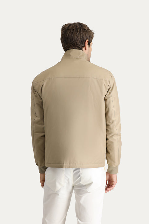 Light Mink Seasonal Slim Fit Narrow Cut Cotton Sport Bomber Jacket