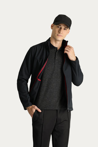  Siyah Slim Fit Dar Kesim Softshell Spor Mont