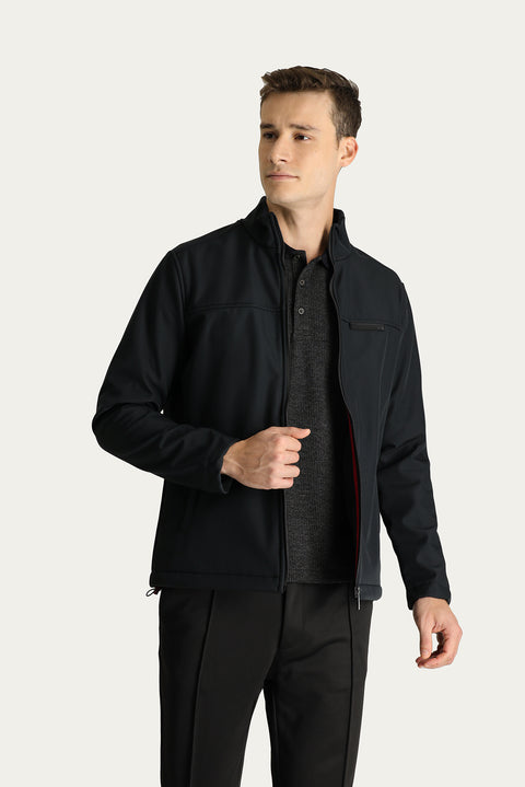 Siyah Slim Fit Dar Kesim Softshell Spor Mont