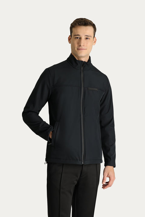 Siyah Slim Fit Dar Kesim Softshell Spor Mont