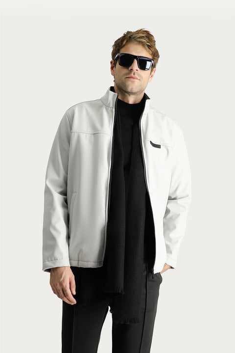 Açık Gri Slim Fit Dar Kesim Softshell Spor Mont