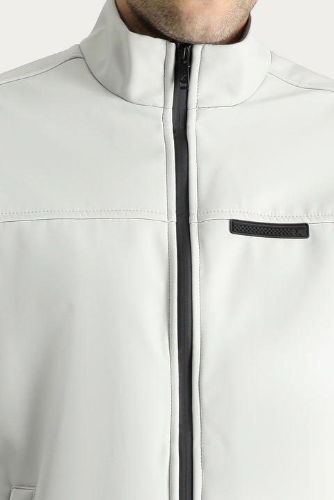 Açık Gri Slim Fit Dar Kesim Softshell Spor Mont