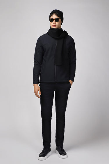 Koyu Lacivert Slim Fit Dar Kesim Softshell Spor Mont