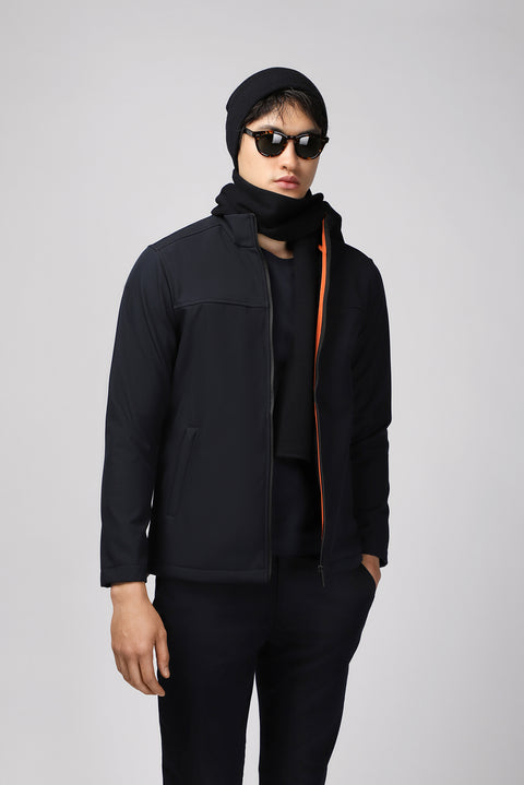 Koyu Lacivert Slim Fit Dar Kesim Softshell Spor Mont