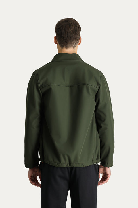 Orta Haki Slim Fit Dar Kesim Softshell Spor Mont