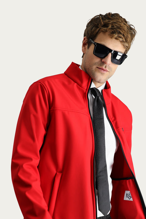 Bayrak Kırmızı Slim Fit Dar Kesim Softshell Spor Mont