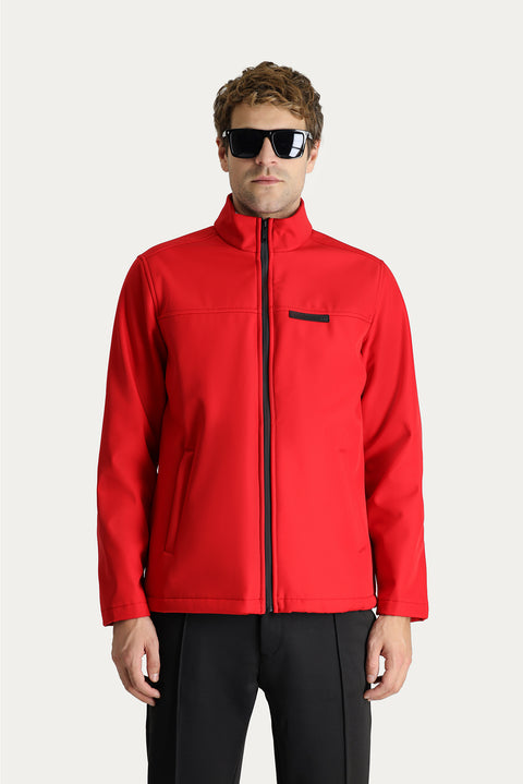 Bayrak Kırmızı Slim Fit Dar Kesim Softshell Spor Mont