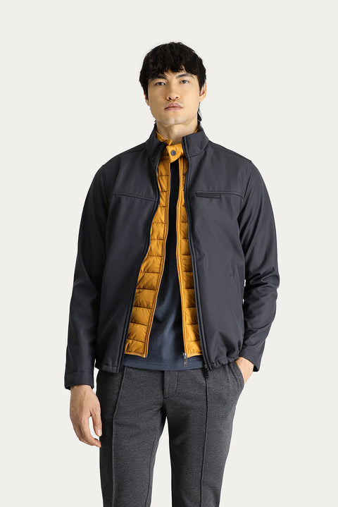 Orta Antrasit Slim Fit Dar Kesim Softshell Spor Mont