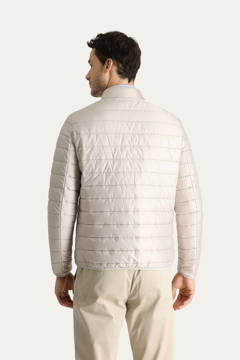 Taş Dik Yaka Fermuarlı Cepli Kapitone Spor Mont